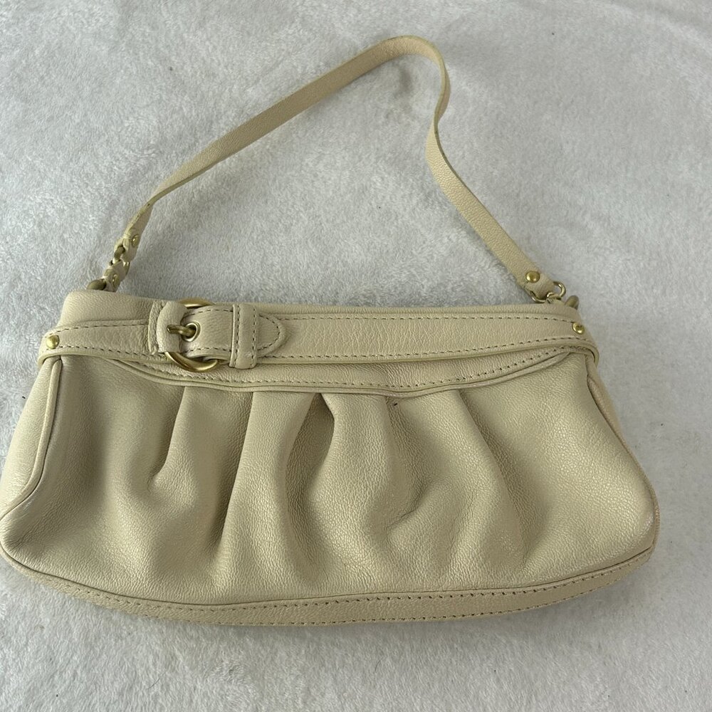 Cole Haan Mini Shoulder Plated Wristle-baige  Bag Y2K Soft Leather Gold Hardware